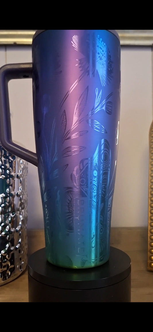 40 oz. Dark Aura Butterflies & Flowers Brumate